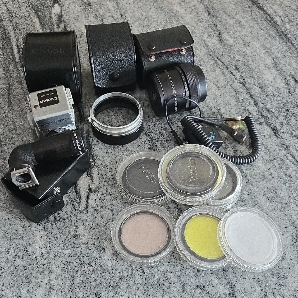 Canon Viviatar Astron Vintage Camera Lens Filters Flash 11 Piece Photography Kit
